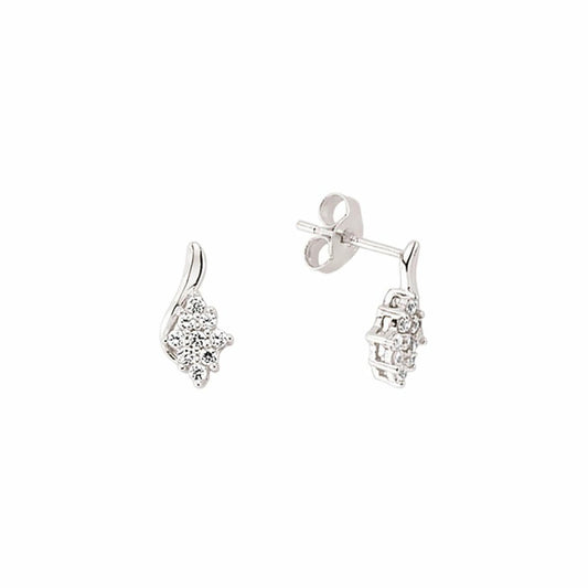 Silver CZ Wave Cluster Drop Earrings - GVE337