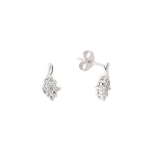 Silver CZ Wave Cluster Drop Earrings - GVE337