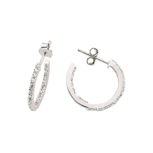 Silver CZ Eternity Hoop Earrings 16mm - GVE369