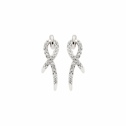 Silver CZ Ribbon Stud Earrings - GVE377