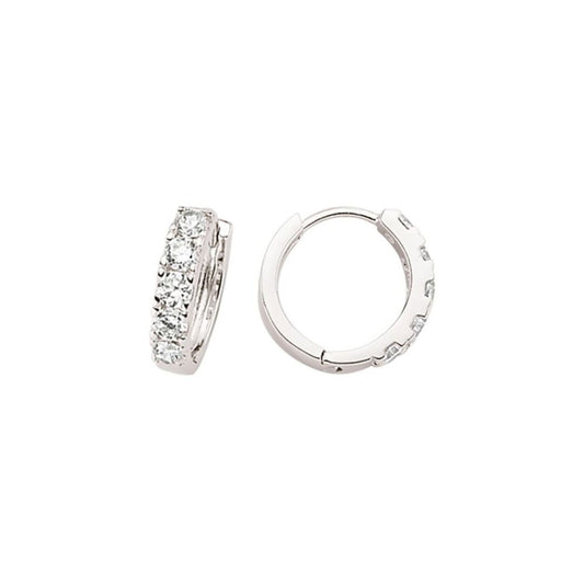 Silver CZ Huggie Hoop Earrings 15mm - GVE389