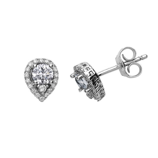 Silver Pear CZ Tears of Joy Stud Earrings - GVE397