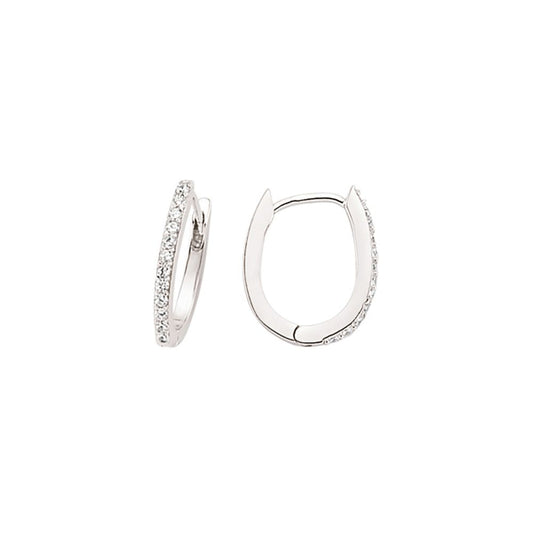 Silver CZ Huggie Hoop Earrings 9mm - GVE405