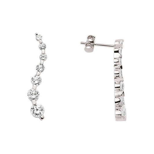 Silver CZ Flow Drop Wave Drop Earrings - GVE411