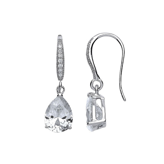 Silver Pear CZ Tears of Joy Drop Earrings - GVE425