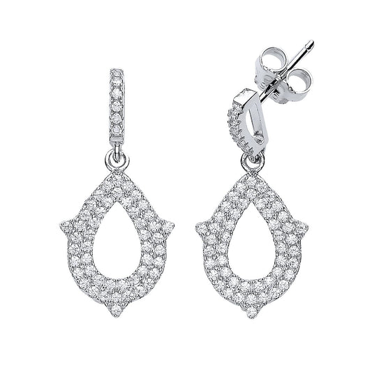Silver CZ Tears of Joy Drop Earrings - GVE436