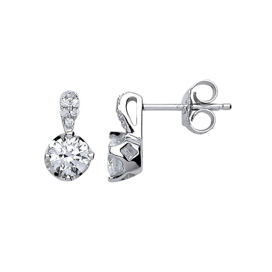 Silver CZ Crown Stud Earrings - GVE438