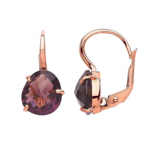 Rose Silver Purple irregular-shape CZ Nugget Drop Earrings - GVE453AM