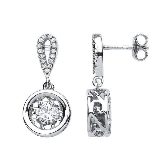 Silver CZ Solitaire Drop Earrings - GVE471