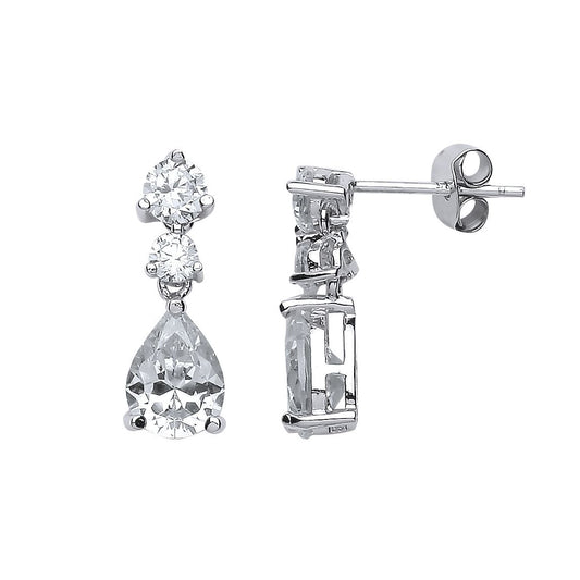 Silver Pear CZ Tears of Joy Drop Earrings - GVE483