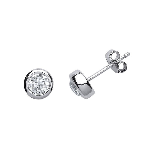 Silver CZ Donut Stud Earrings - GVE489