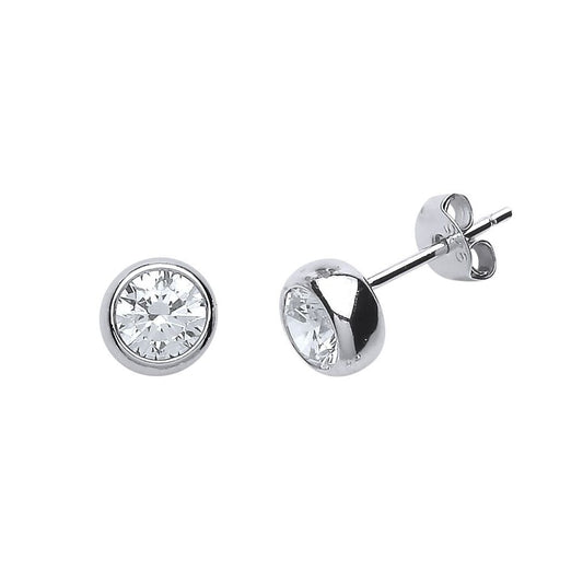 Silver CZ Donut Stud Earrings - GVE491