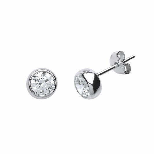 Silver CZ Donut Stud Earrings - GVE491