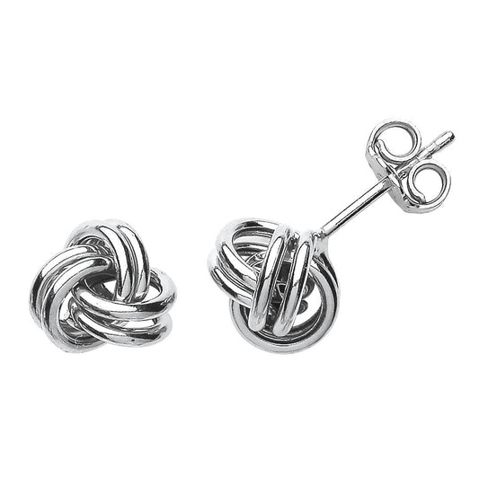 Silver Love Me Knot Stud Earrings - GVE512