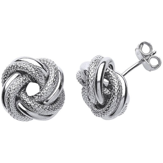Silver Love Me Knot Stud Earrings - GVE516