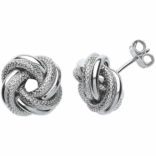 Silver Love Me Knot Stud Earrings - GVE516