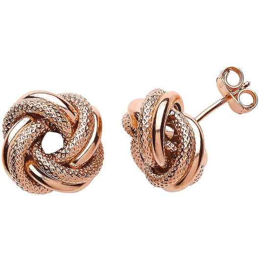 Rose Silver Love Me Knot Stud Earrings - GVE517