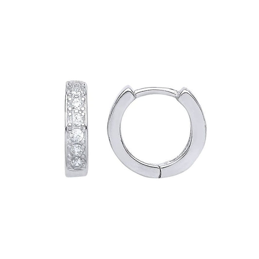 Silver CZ Huggie Hoop Earrings 11mm - GVE536