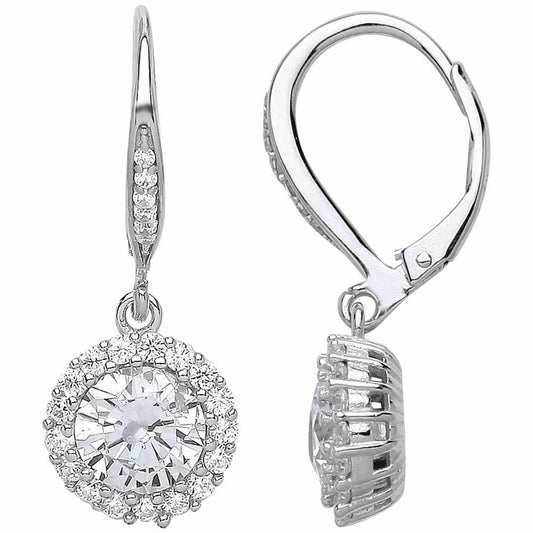 Silver CZ Halo Stud Earrings - GVE539