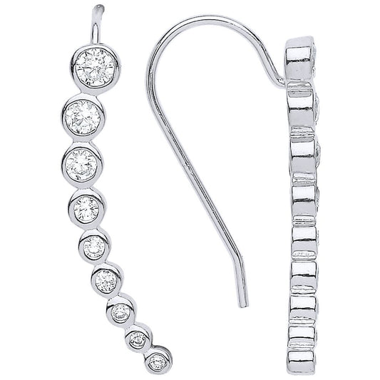 Silver CZ Graduated Bubbles Cuff Earrings - GVE543