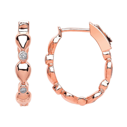 Rose Silver CZ Inside Outside Eternity Hoop Earrings 25mm - GVE546