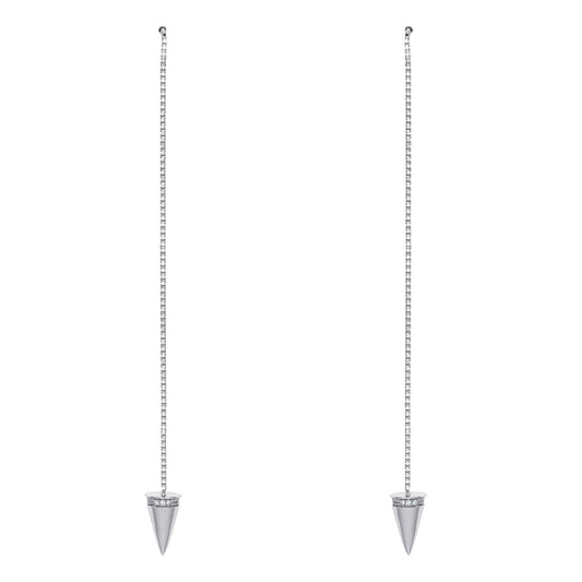 Silver CZ Arrow Torpedo Drop Earrings 114mm - GVE547