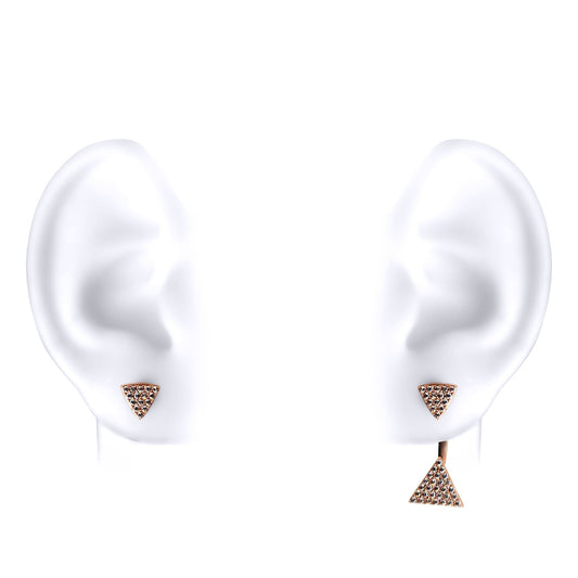 Rose Silver CZ Pave Pyramid Double Drop Jacket Earrings - GVE568