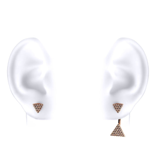 Rose Silver CZ Pave Pyramid Double Drop Jacket Earrings - GVE568