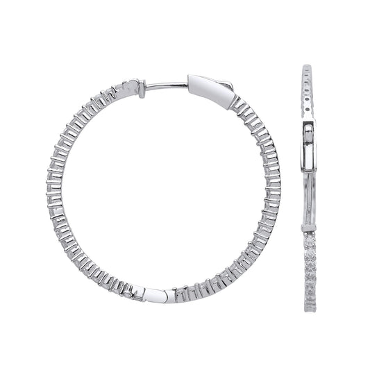 Silver CZ Inside Outside Eternity Hoop Earrings 36mm - GVE572