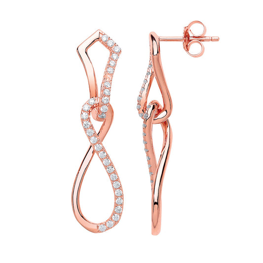 Silver CZ Infinity Twist Drop Earrings - GVE590