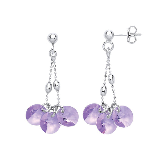 Silver Purple Crystal String Lights Drop Earrings - GVE599VIO