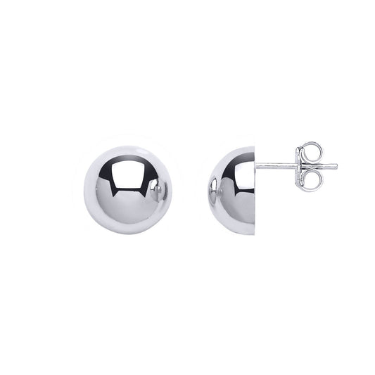 925 Sterling Silver Semi-Sphere Dome Stud Earrings 8mm - GVE602-08MM