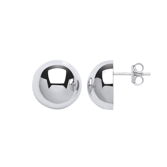 Silver Semi-Sphere Dome Stud Earrings - GVE602