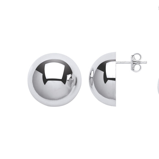 Silver Semi-Sphere Dome Stud Earrings - GVE603