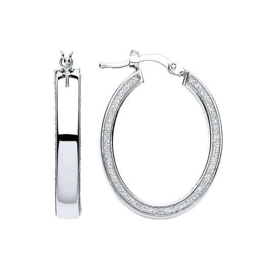 Silver Moondust Hoop Earrings 19x25mm - GVE604RH