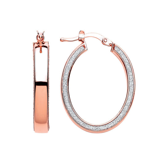 Rose Silver Moondust Hoop Earrings 19x25mm - GVE604ROSE