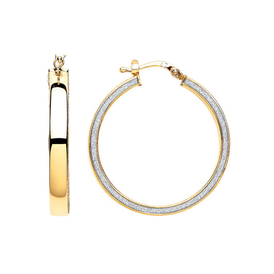 Gilded Silver Moondust Hoop Earrings 30mm - GVE611GOLD