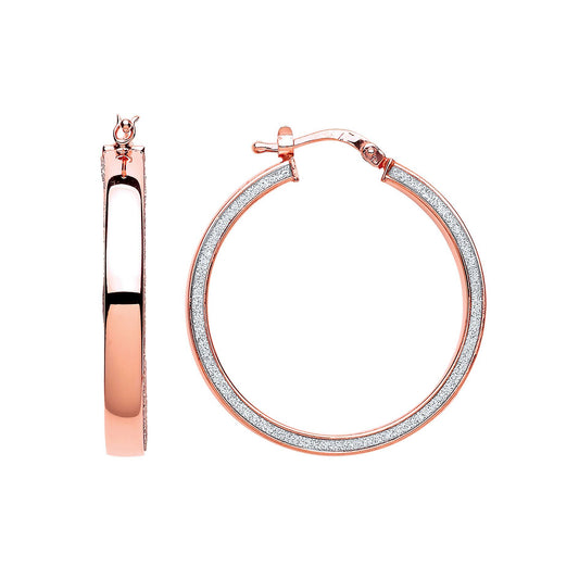Rose Silver Moondust Hoop Earrings 30mm - GVE611ROSE