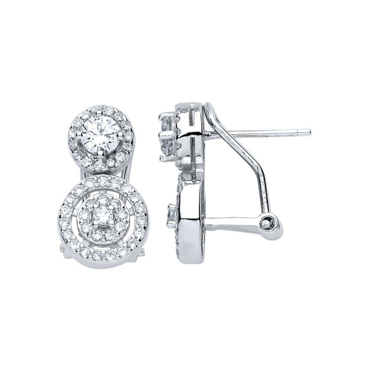 Silver CZ Crop Circles Drop Earrings - GVE619