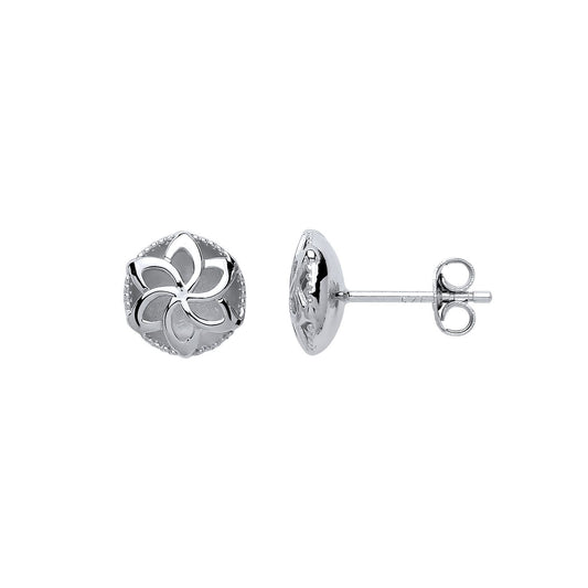 Silver Flower Cave Stud Earrings - GVE640