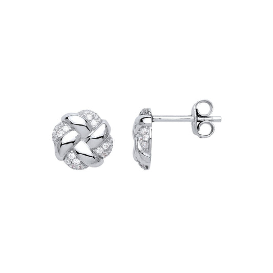 Silver CZ Hot Cross Buns Stud Earrings - GVE641