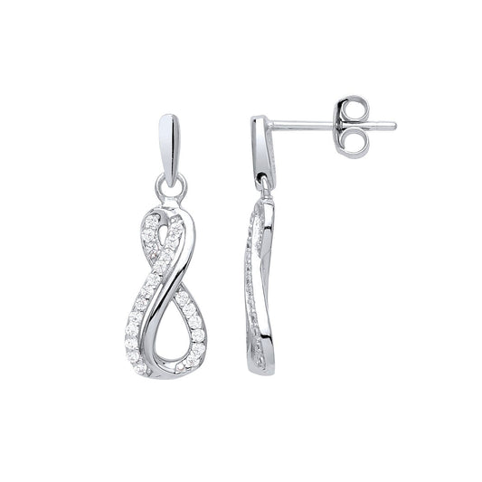 Silver CZ Infinity Figure 8 Drop Earrings - GVE647