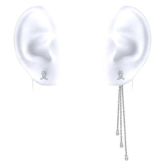 Silver CZ Meteor Shower Drop Earrings - GVE657