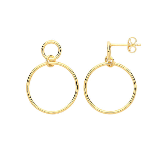 Gilded Silver Linked Hoops Drop Earrings 20mm - GVE686