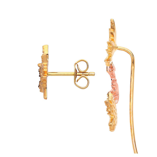 2-Colour Silver CZ Canada Maple Leaf Stud Drop Mismatch Earrings - GVE694