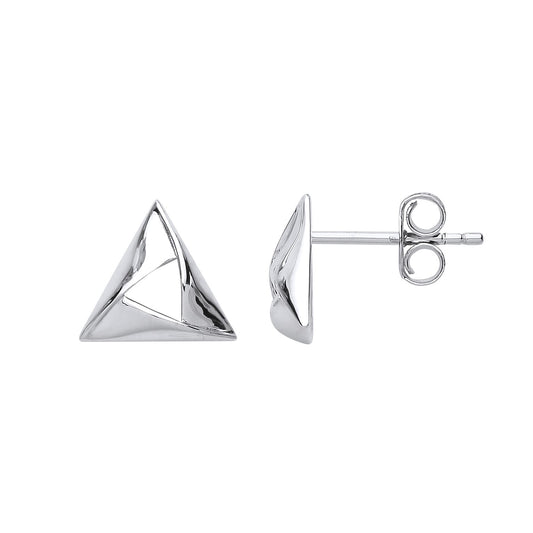Silver Triangle Hamantaschen Stud Earrings - GVE725