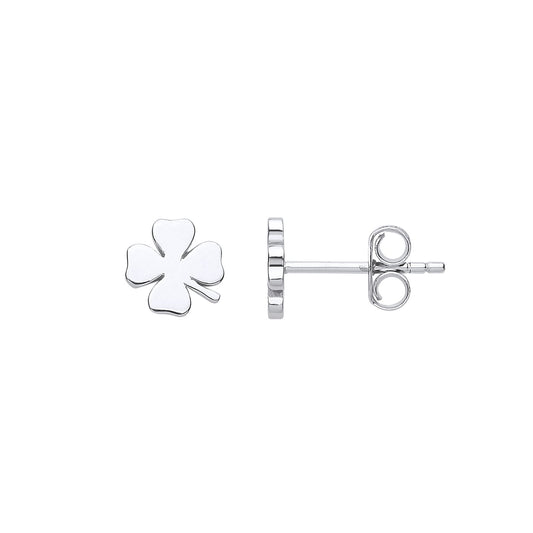Silver 4 Leaf Clover Stud Earrings - GVE750