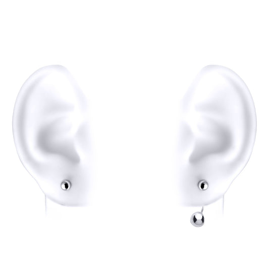 Silver Convertible Twin Ball Drop Jacket Earrings - GVE755