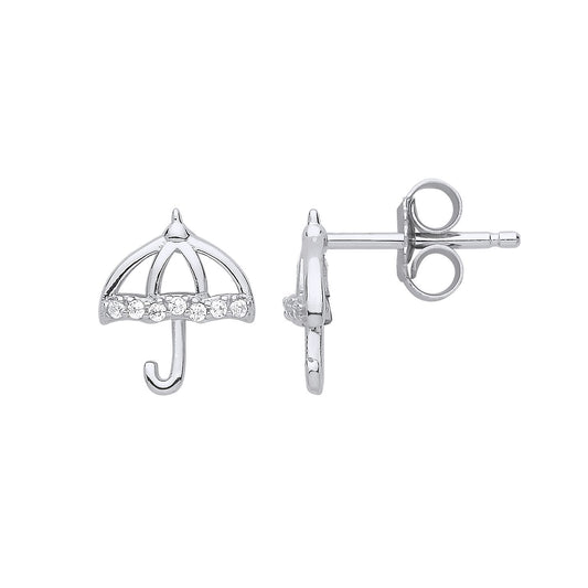 Silver CZ Umbrella Drop Earrings - GVE782