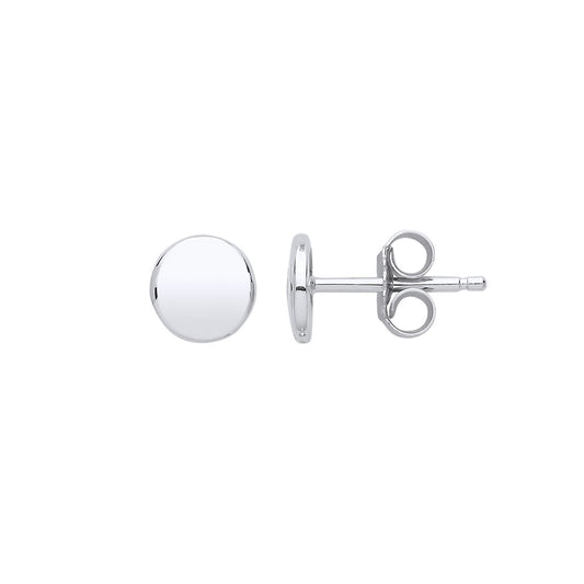 Silver Plain Button Stud Earrings - GVE788